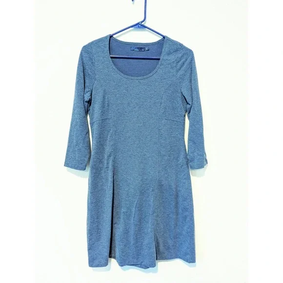 Prana Soskia Wool Blend 3/4 Sleeve Fit & Flare Blue Heather - Picture 4 of 8